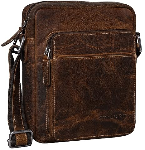 STILORD Vittorio Herrentasche zum Umhängen Leder Umhängetasche Herren kleine Männerhandtasche Tablet 9,7 Zoll iPad Tasche Messenger Bag Vintage Echtleder Farbe:schwarz