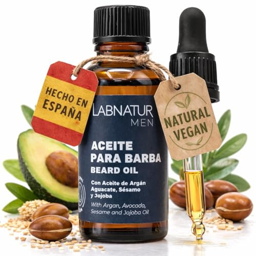 Bartöl für Herren, 30 ml, 100% natürliche Inhaltsstoffe. Bartpflege mit Argan-Jojoba-Öl, Avocado und Sesamo, Pflege, schützt und glättet