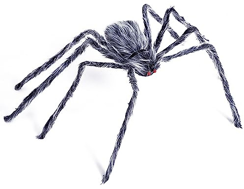 Halloween Decorazioni Giardino Ragno 125cm, Esterno e Interno Casa, Gigante Orribile Peloso, Ragnetto Finte per Cortile e Feste