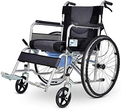 Samnuerly Rollstühle Faltbare Rollstühle mit Begleitperson Leichter Faltrollstuhl mit Handbremsen, mit Kommode, bequem atmungsaktiv