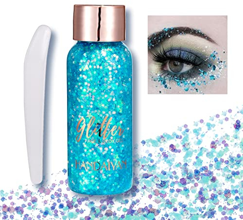 Paillettes de sirène avec paillettes liquides, fard à paupières, poudre pailletée, paillettes liquides pour maquillage de festival, body glitter gel, visage, maquillage, cheveux, art corporel, ongles
