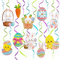 Simpeak Décorations de Pâques 16PCS Joyeuses Pâques Décorations à Suspendre en Spirale Déco Pâques Banderole Suspendue en PVC, œuf de Pâques Lapin Poussin Carotte Poulet