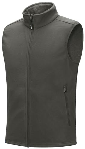 Outdoor Ventures Men's Full-Zip Polar Fleece Gilets Lightweight Outerwear | Warm Bodywarmer Activewear Vests Windproof Sleeveless Fleece Jacket with Pockets for Outdoor, Hiking, Golf, Running