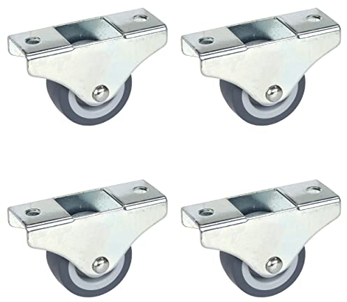 Dörner + Helmer Möbel-Bockrollen, 4er-Set, 38mm x 18mm, 135kg Tragkraft, Klein, TPE-Rad, Richtungsfixiert