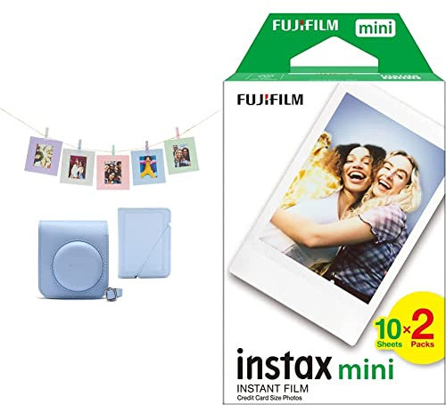 instax mini 12 acessory kit, Camera case, Photo Album, Hanging Cards and pegs, Pastel Blue & Fujifilm mini Instant Film White Border, 20 Shot Pack, Suitable for All mini Cameras and Printers