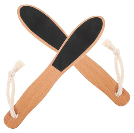Fußraspel mit Holzgriff 2 Stück zur Hornhautentfernung | Carborundum Oberfläche, für Damen und Herren, für Zuhause und Professionelle Pediküre