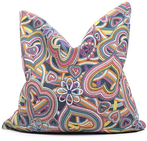 Saco térmico 12x12cm (algodón orgánico Psychedelic Heart) | Almohadilla térmica | Cojín de semillas | Huesos de cerezas