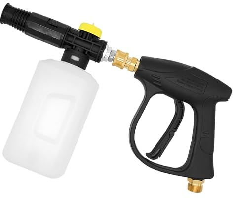 DERASL Hochdruckreiniger-Pistole mit Schaumkanone, 1/4-Zoll-Schnellanschluss, Schneeschaumlanze, 4000 PSI Hochdruckreiniger, kurze Pistole, verstellbarer Schaumblaster, Autowaschschaum, Kanonen-Kit