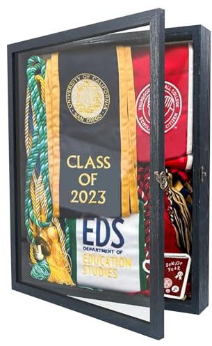 GraduatePro Cornice 3D 33x40 Profonda con vetro per Oggetti in Legno da Parete Tavolo Nero Regalo Decorativo