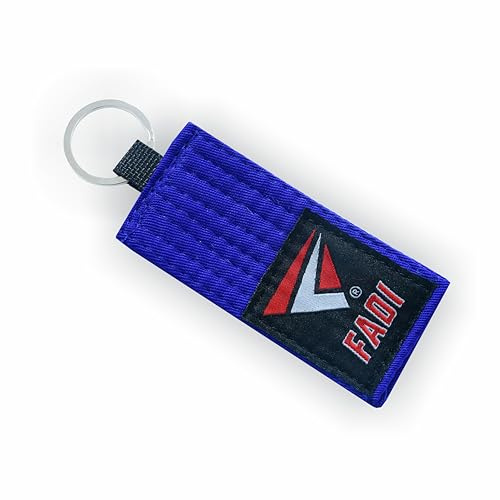 Fadi Sports Premium Jiu Jitsu Belt Keychain - BJJ Gi Belt key Chain for Martial Arts Fans - Ideal for Collections & Gifts (Blue)