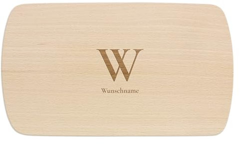 PrintPlanet® - Personalisiertes Holz-Frühstücksbrettchen mit Gravur - Schneidebrett mit Namen personalisiert - Motiv: Initiale