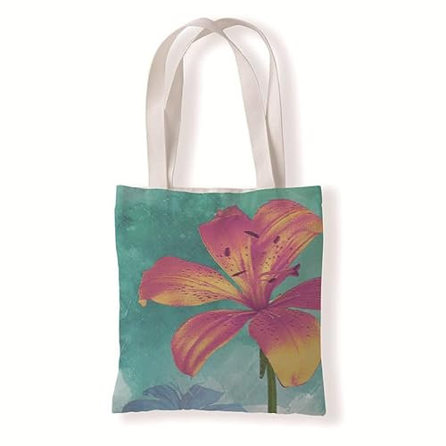 Kinde Jutebeutel Gelb Türkis Tote Bag Baumwolle und Hanf Stoffbeutel Große Kapazität Stofftasche Faltbar Jutetasche Langlebig Baumwolltasche Bedruckt Stoffbeutel zum Bemalen Waschbar 30x40cm/1 Pcs