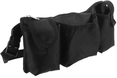 WRITWAA Black Canvas Tool Belt Pouch, Tear-Resistant Washable Tool Waist Bag, for Warehouse Work and Gardening