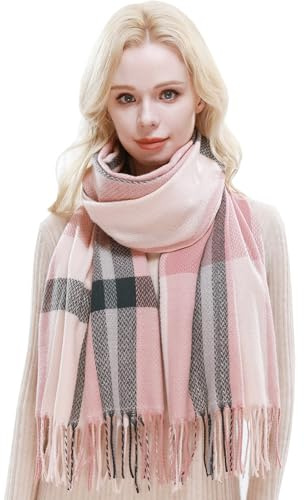 RIIQIICHY Schal Damen Winter Kariert Schals Tücher Winterschal Frauen Kuschelig XXL Pashmina Schal Herbst Dicker Schal mit Fransen