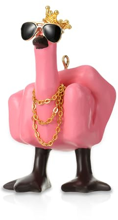Jicyor Mittelfinger Ente, Wackeldackel fürs Auto Deko, Wackelfigur Auto Stinkefinger Mittelfinger Harz Ornament Lustige Mittelfinger-Entenstatue, Garten Decor Aesthetic Room Decor Ente(Rosa)