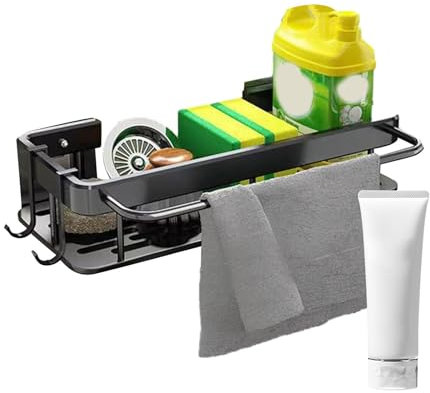 Küchenseifenhalter – Rostfreier Spülbecken-Caddy mit Saugnapf | Wandmontierte Spültuch-Abflussaufbewahrung, Spülschwammhalter, Küchenschwamm-Organizer, Spülbecken-Caddy für Schwämme, Edelstahl-