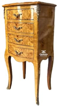 CasAmin Home & Living Bedside Table French Antique Style Small Chest of Drawers Retro Baroque Style in Yellow Chest of Drawers Home Decoration Bedside Table for Home Decoration