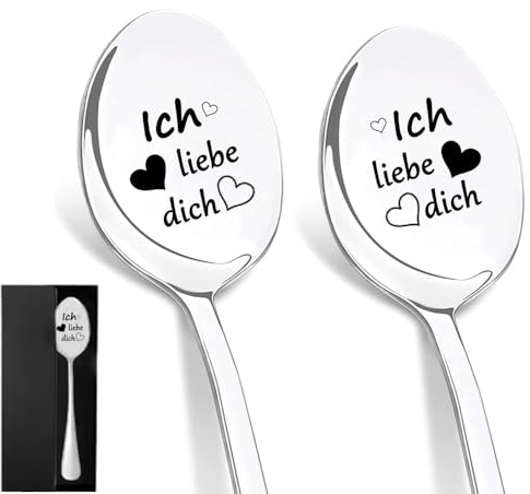 Ich Liebe Dich für Frauen Männer - Kaffeelöffel mit Gravur, Weihnachten Geschenke für Frauen Ehefrau, Liebeslöffel Kleine Geschenke für Freundin, Paar Mama Oma