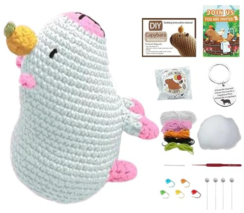 Häkelset Garn Häkelset Capybara Stricken Kit Tier Häkeln Set Häkeln Spielzeug Set Stricken Zubehör Kit Capybara Häkeln Tiere Anfänger Häkelset Strickset Wolle Capybara Häkeln