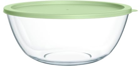 Quald Extra Large Glass Mixing Bowls Clear Glass Salad Cooking Bowls for Kitchen Salad Bread Storage (4.7Qt)