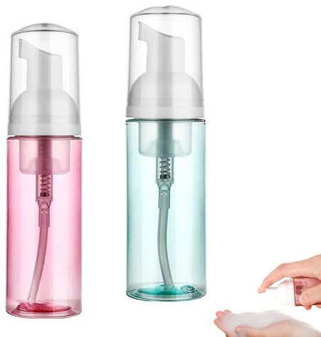 2 Pcs Foaming Soap Dispenser Refillable Clear Plastic Foam Soap Dispenser Easy Cleaning Pump Bottle for Face Wash Lash Shampoo Skin Care