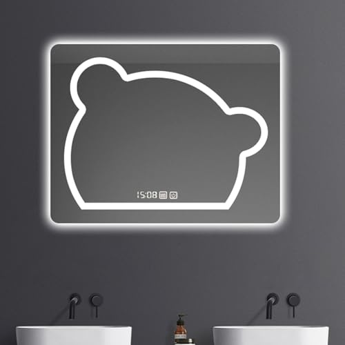 CVQJL Espejo de baño LED Irregular de 40 x 60 cm, Espejo de Lavabo Iluminado de Pared, Espejo de tocador antivaho con iluminación Regulable y Control táctil.