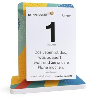 Motivational Desk Calendar 2026 | Tear-Off Sheets with Philosophical Quotes | Mounted Forex Base | Monthly Planner & Gift Idea | Q&B Grafiche® (Color)