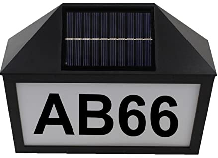 Sewroro Lampe Solaire Numéro Adresse pour Maison Éclairage LED Énergétique Décoration Extérieure Pratique et Économique pour Visibilité Nocturne et Installation Facile