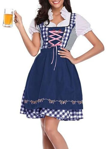 TOFOTL Vestito Bavarese Estivi Costumi Dirndl Das Bierfest Der Damen Carnevale Comodo Traspirante Nastro Leggeri Da Abito Festa Calzini Oktoberfest Accessori 02-Blu scuro S