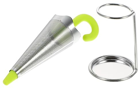 Garneck Tea Drain Filter Umbrella Shape Tea Infuser Stainless Steel Silicone Lid for Household