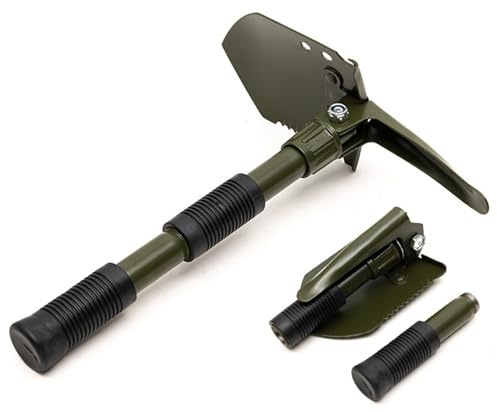 CZ-XING Mini Folding Camping Shovel, Lightweight Portable Small Shovel, Carbon Steel Multi-Tool Survival Shovel for Outdoor, Hiking, Digging, Backpacking, Car Emergency, Off Road