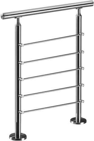 Barandillas de acero inoxidable 304 para exteriores Kit para terraza Porche Escalera Barandilla metálica para interiores Exterior Plata (100cm/39.4in)