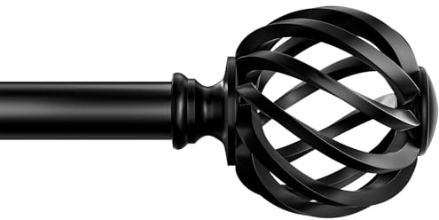 Mavivegue Curtain Poles,96-252cm Black Curtain Pole for Eyelet Curtains