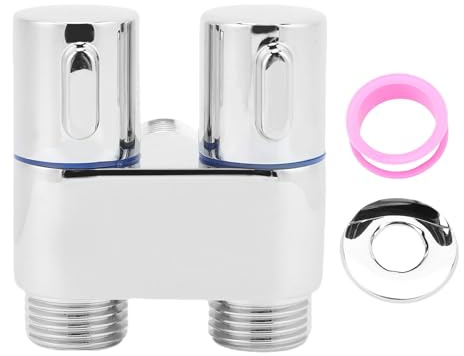 KKPLZZ Vanne D'angle 1 Entrée 2 Sorties, Vanne en Cuivre à Double Contrôle à Filetage Mâle G1/2 avec Débit D'eau Indépendant pour Salle de Bains, Toilettes, Bidet, Balcon, Cuisine (Galvanoplastie)