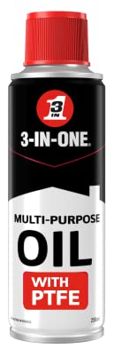 3-In-One Multi Purpose PTFE Lubricant – Cleans and Protects from Rust, Provides Long Lasting Lubrication, Clear, 250 ml