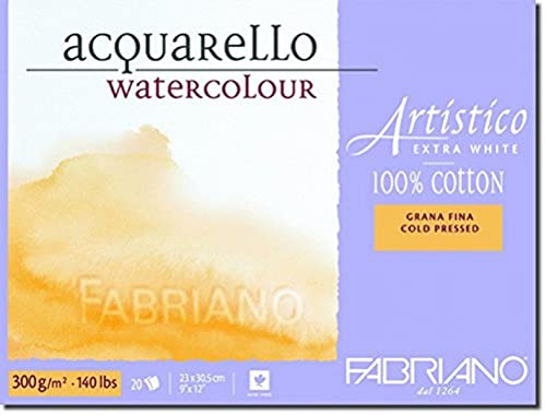 Fabriano Artistico 140 lb. Cold Press 20 Sheet Block 9x12 - Extra White
