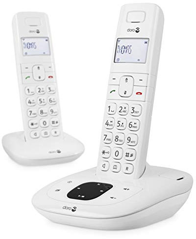 Doro Comfort 1015 Duo Téléphone sans Fil DECT pour Seniors avec Répondeur, Fonction d'Appel Interne/Intercom et Mains-Libres (Blanc)