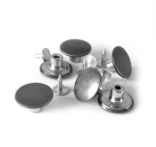 WWW.EASYGRAPHIC.CO.UK Metal Jeans Buttons Rivets For Denim, Launderette DIY Repairs, Trousers, Non-Rust, 17mm, 10 Sets In Antique Silver