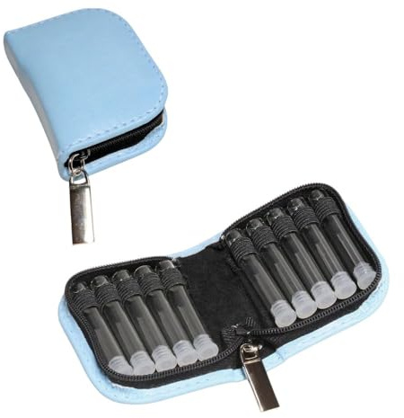 Globuli Taschenapotheke, Notfall-Apotheke, Kunstleder (vegan) mit 10 Klarglas-Glasröhrchen (Hellblau)