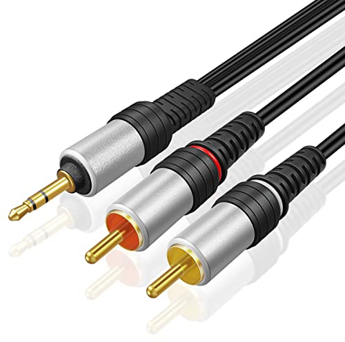 TNP 3,5 mm Klinke auf Cinch Kabel, Cinch Kabel - 5m, 3,5mm Klinkenstecker auf 2X Cinch-Stecker, AUX Chinch Kabel, bidirektionales Audiokabel für Kopfhörer, AV-Audiogeräte/RCA-Stereo System, schwarz