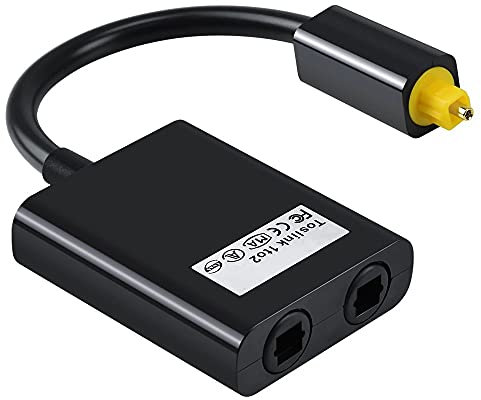 Digital Toslink Optical Fiber Audio Cable Cord Adapter 1 to 2 Splitter Black