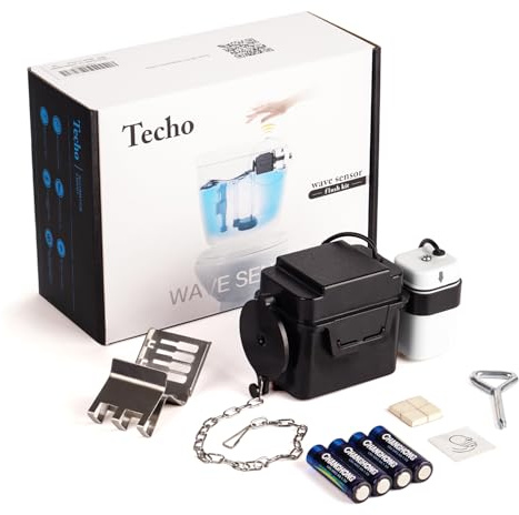 Techo Touchless Toilet Flush Kit, Adjustable Sensor, 1256315 Adapt k1954, Automatic Toilet Flusher - Easy to Install