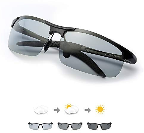 TJUTR Polarisierte Sonnenbrille Herren Photochromatisch Sports Fahrradbrille Selbsttönend Autofahrer Durchsichtig brille mit Färbungsgradient