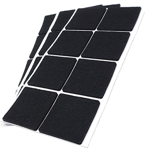 Adsamm® / 24 x Selbstklebende Filzgleiter/Schwarz / 50x50 mm/Quadratisch/Möbelgleiter aus Filz mit 3.5 mm Stärke/Möbel- und Bodengleiter