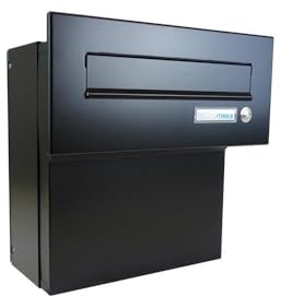 F-04 Schwarz (RAL 9005) Mauerdurchwurf Briefkasten mit Klingel (Tiefe: 18-27 cm) - LETTERBOX24.de