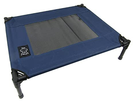 iNap Raised Dog Bed - Cooling Elevated Pet Bed with Washable Breathable Fabric - Orthopaedic Steel Frame Design - Choose Colour & Size (Blue, M)