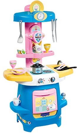 Smoby – Peppa Wutz Cooky Küche – Große Kinderküche mit viel Geschirr und Zubehör, mit Herd, Ofen, Spülbecken, Kaffeemaschine, für Kinder ab 18 Monate, rosa
