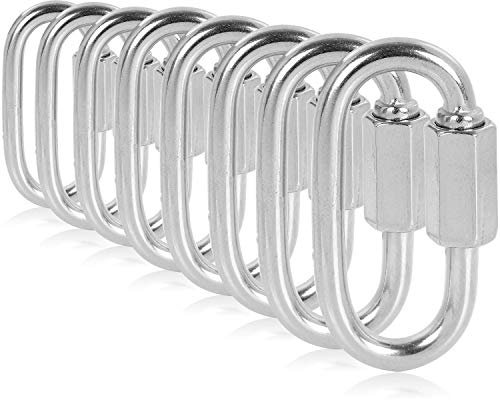 AHUNTTER 16 Pack M5 Quick Chain Links 304 Stainless Steel D Shape Locking Carabiner Quick Link Chain Connector Keychain Buckle - 290KG