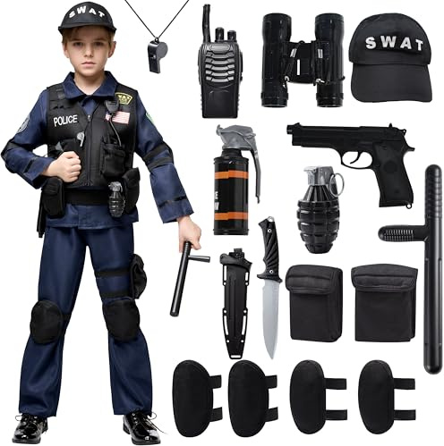 Spooktacular Creations Police SWAT Costume for Kids, S.W.A.T. Police Officer Costume Set for Boys Halloween Cosplay, Role-playing, Carnival Cosplay, Themed Party (Small, 5-7 yrs)