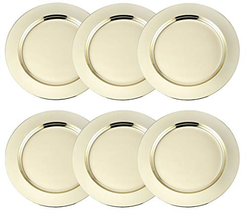 Insun Juego de 6 Bajo Platos Redondas Bandejas de presentación para Pasteles o Buffet frío Oro 30cm Diámetro